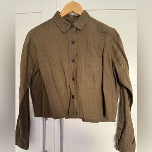 Everlane Linen Cropped Button-Down Shirt